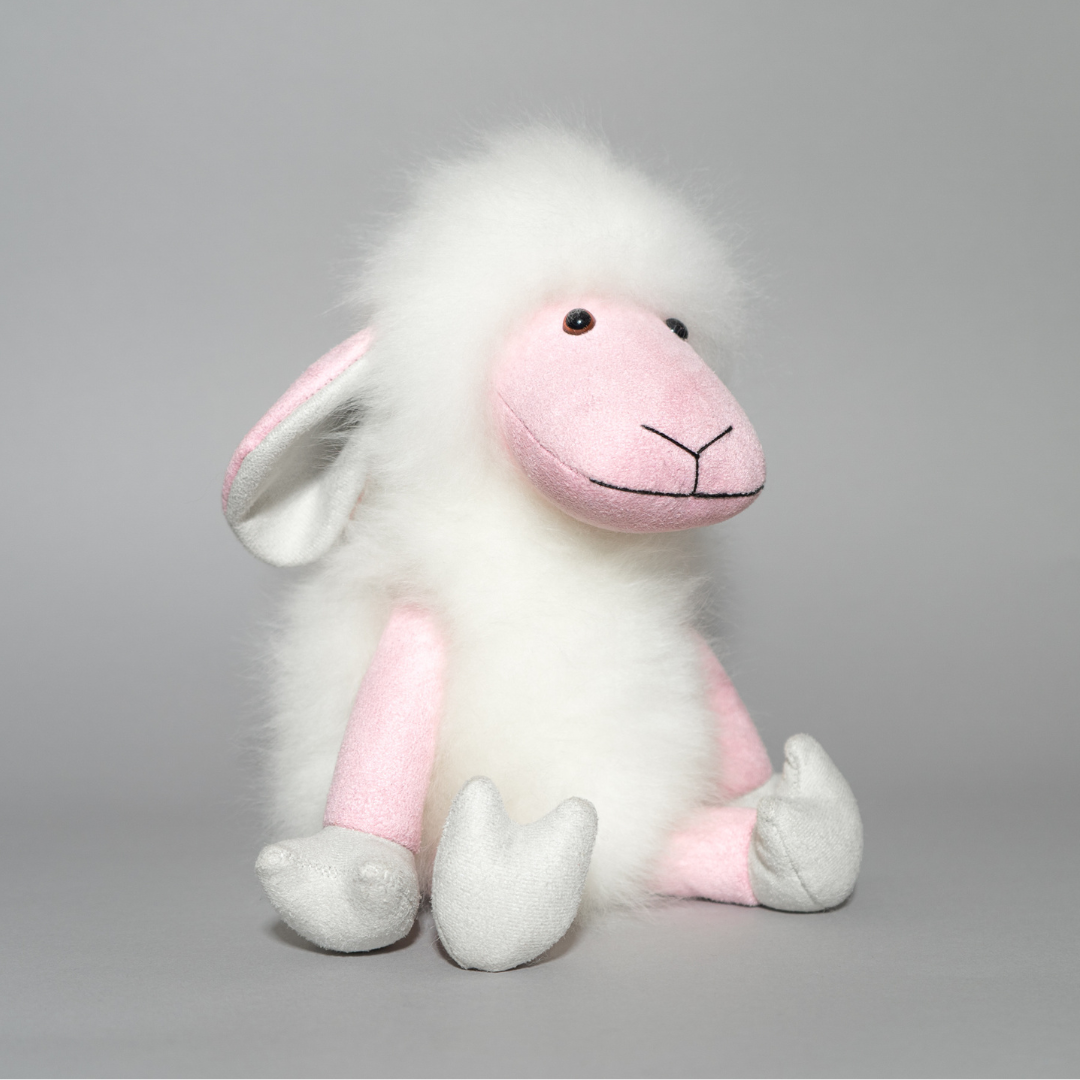 Baa-Baa Buddy 14-inch Alpaca Fur Sheep Stuffed Animal - Warmpaka