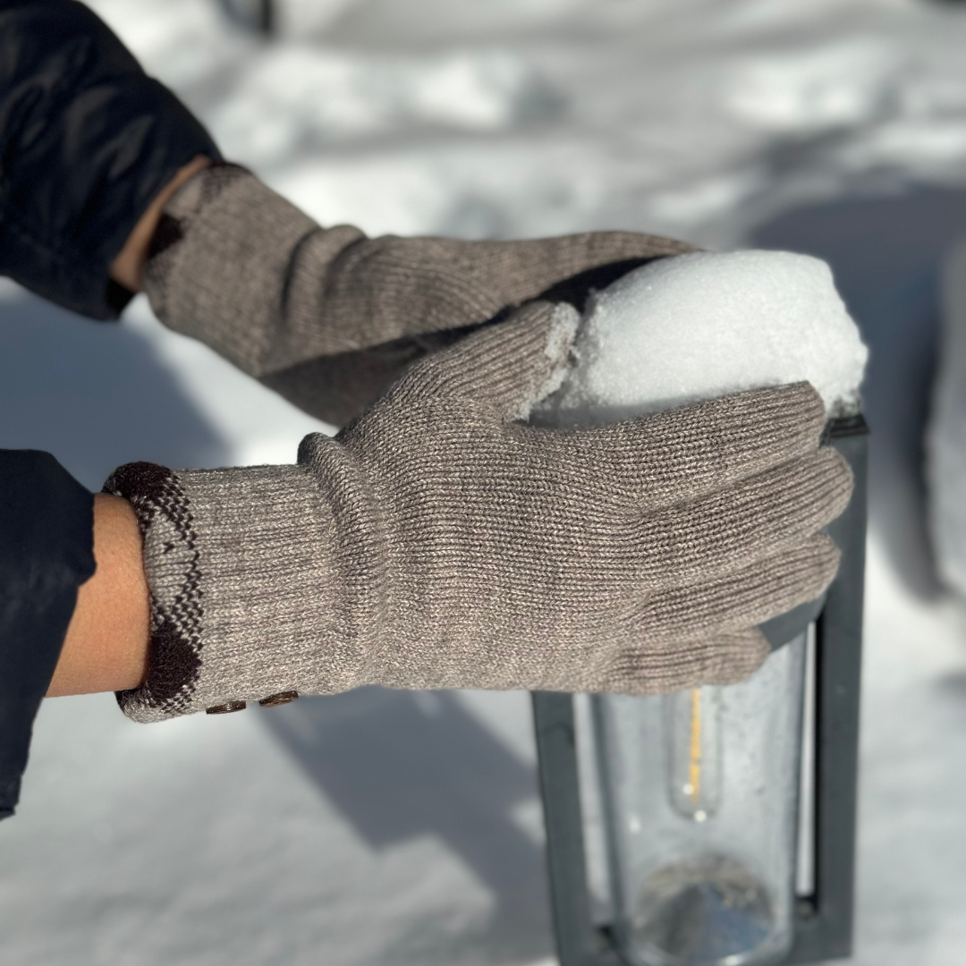 Beige Double Layer Gloves - Warmpaka