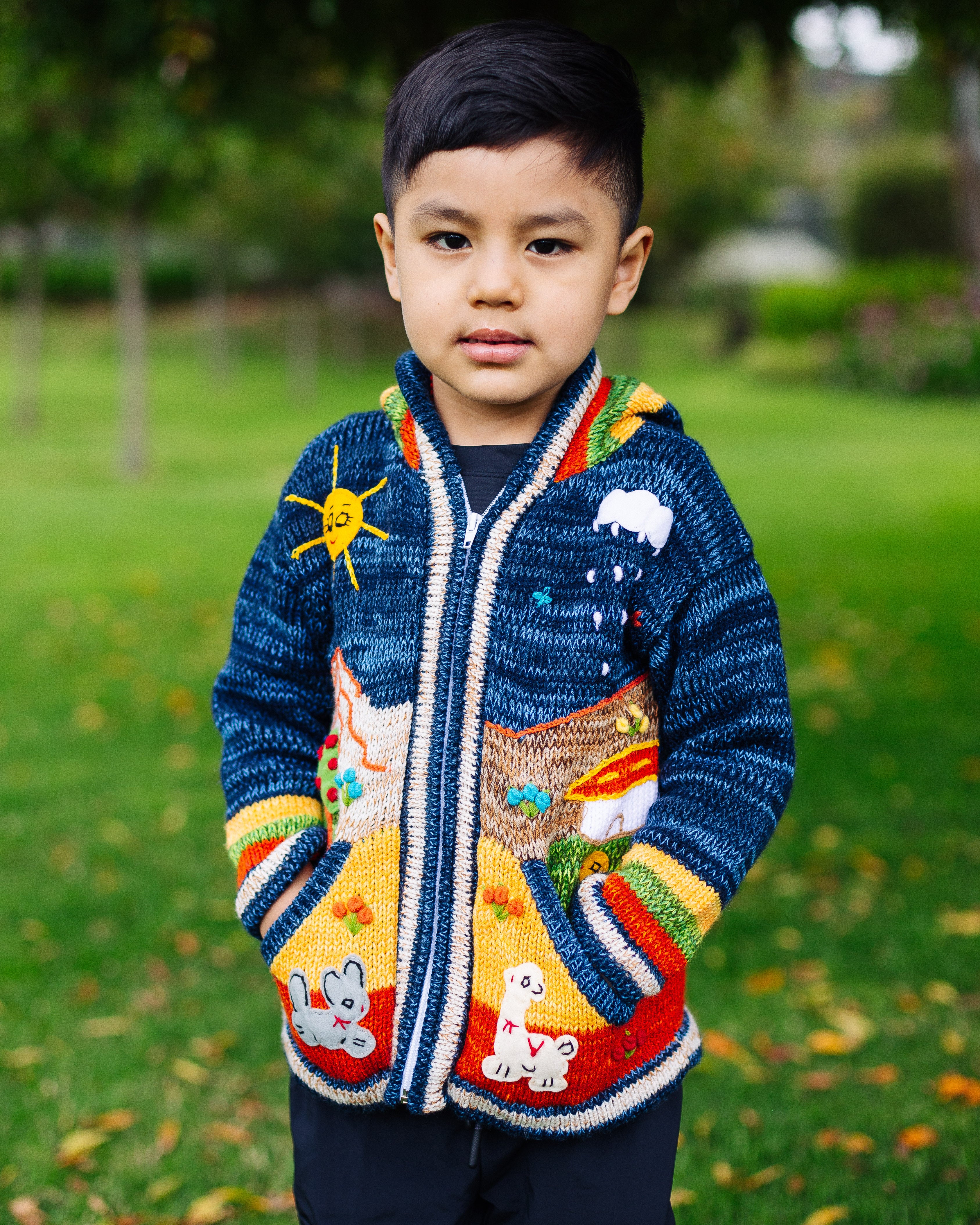 Dark Blue Organic Handcrafted Kid Sweater - Warmpaka