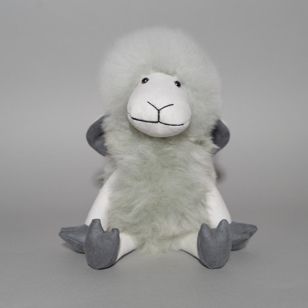 Baa-Baa Buddy 14-inch Alpaca Fur Sheep Stuffed Animal - Warmpaka