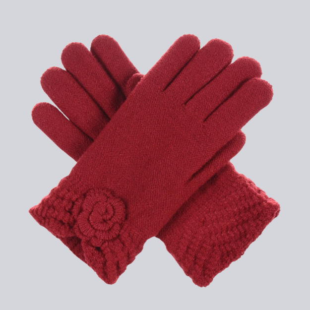 Red Knit Fleece Lined Glove - Warmpaka