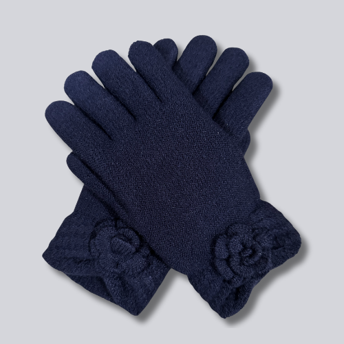 Navy Knit Fleece-Lined Gloves - Warmpaka