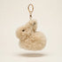 Alpaca fur bunny keychain in natural beige with gold key ring