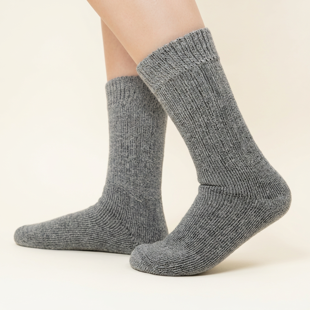 Grey heavyweight alpaca wool socks by Warmpaka