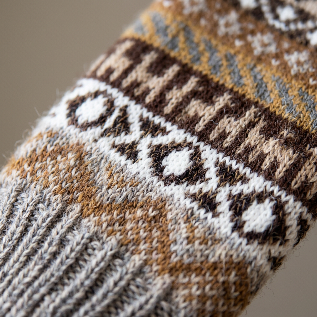 Close-up of the double-knit alpaca mitten pattern