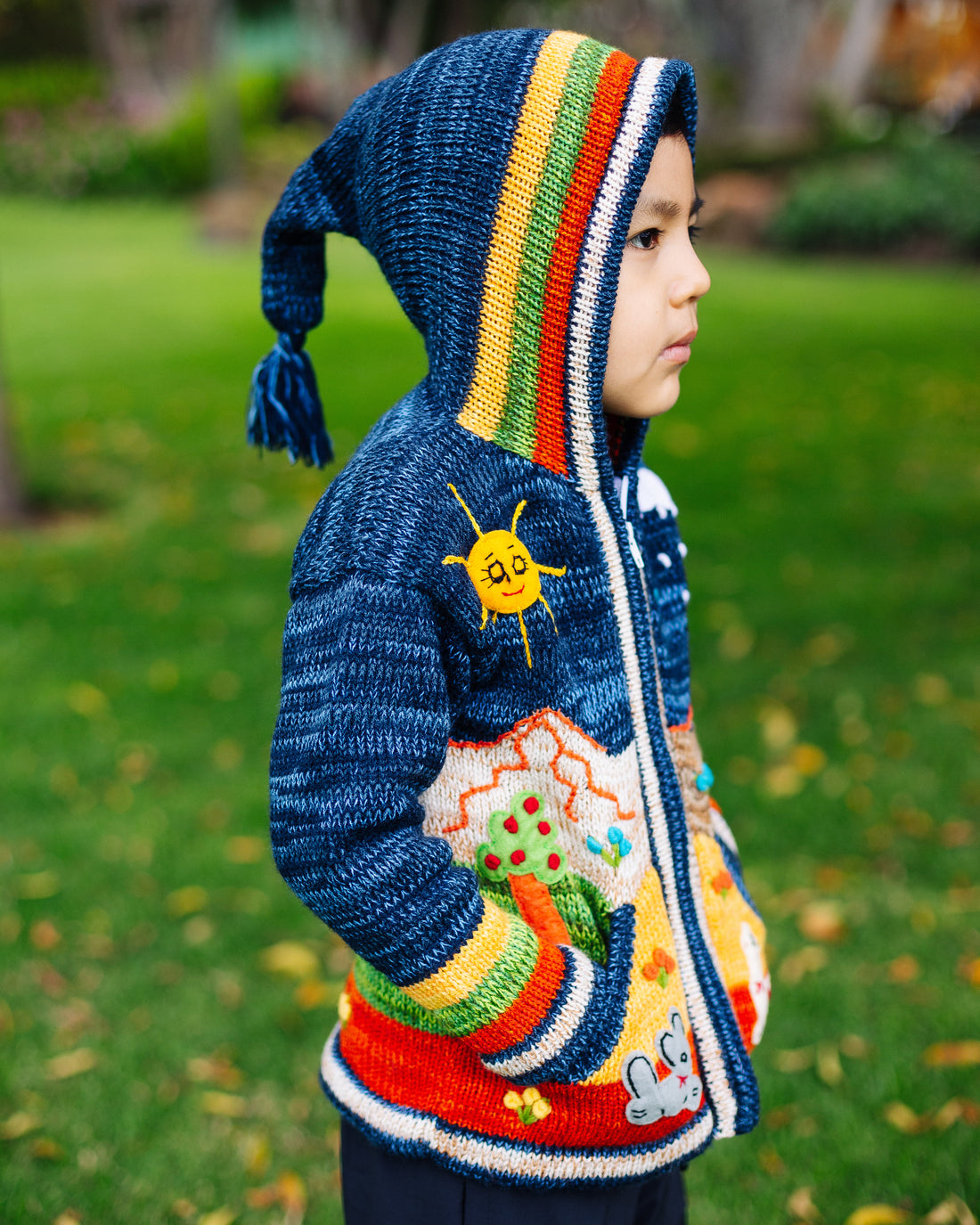 Dark Blue Organic Handcrafted Kid Sweater - Warmpaka