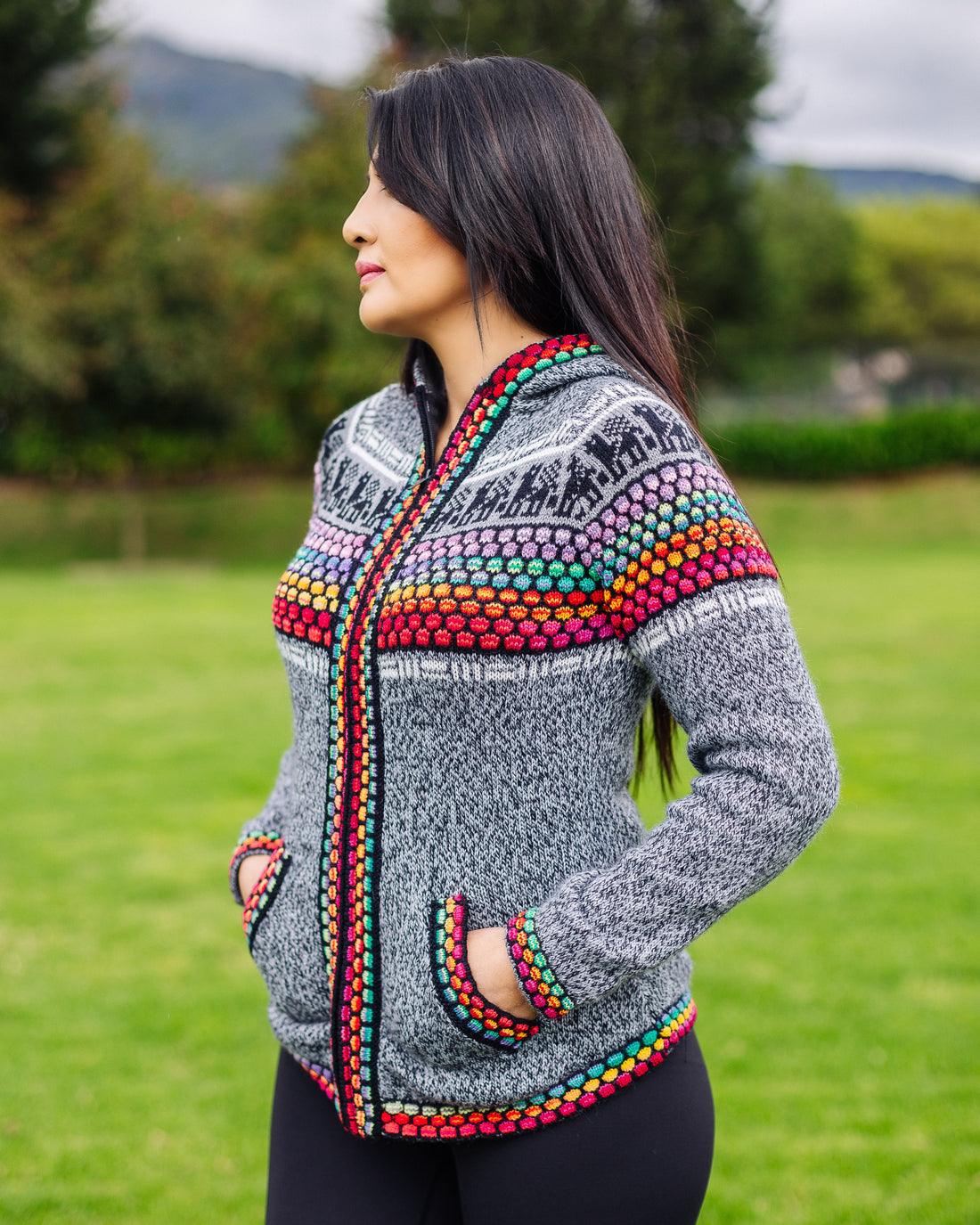 Grey Traditional Alpaca Sweater - Warmpaka